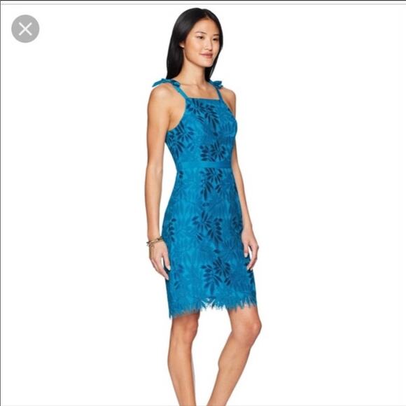 NWT Lilly Pulitzer Kayleigh Blue Floral Lace Mini Dress Sz 00 Sleeveless - Picture 2 of 11
